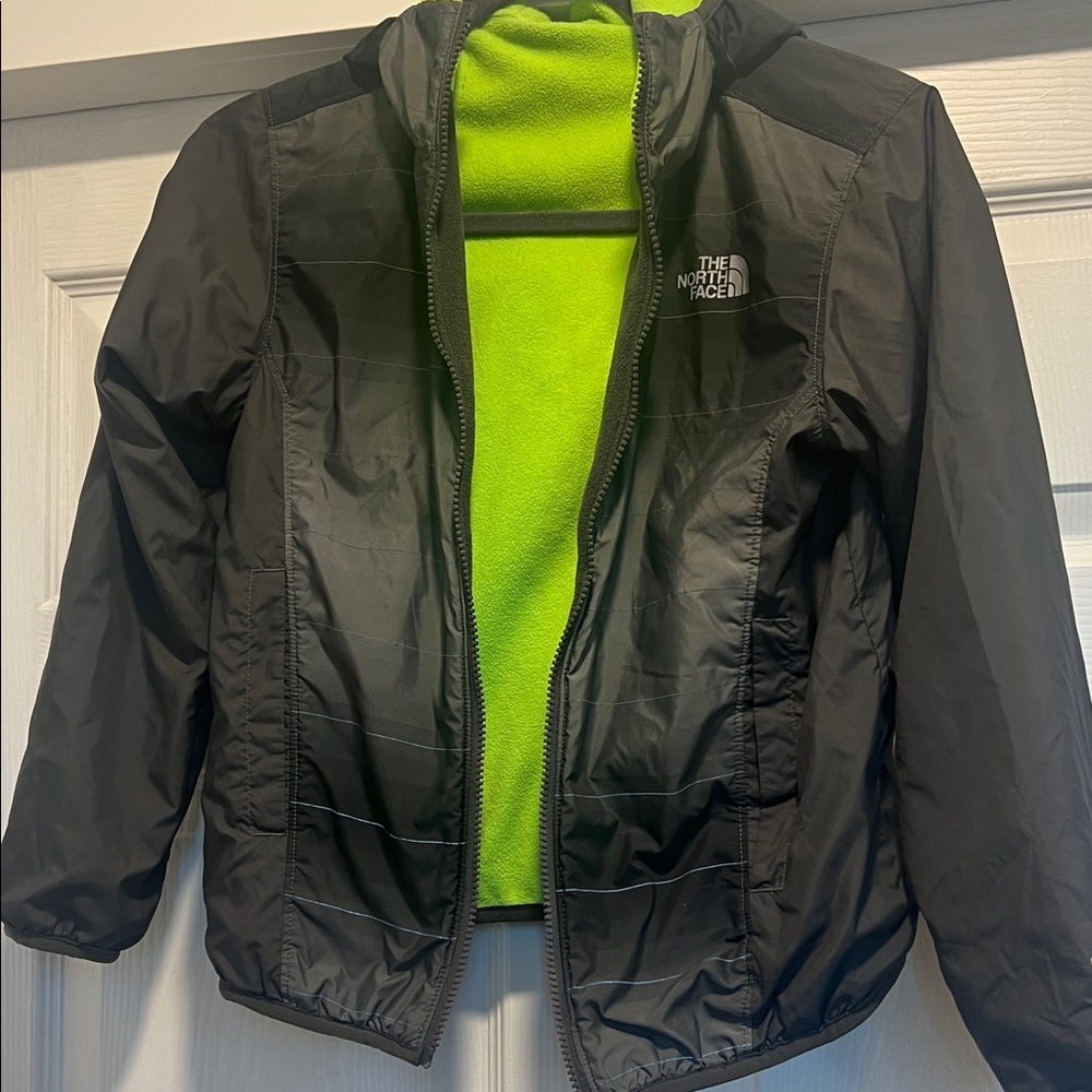 The North Face Black Jacket with Bright Green Interior